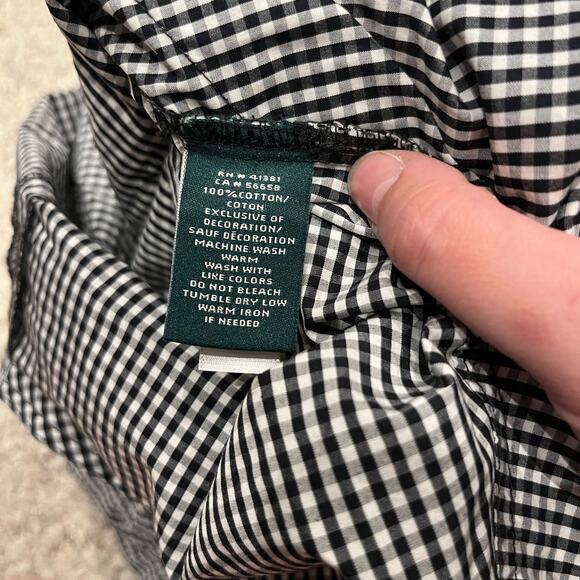 Lauren Ralph Lauren Gingham Plaid Short Sleeve Blouse Sz S Petite Ruffle Preppy - Picture 5 of 7